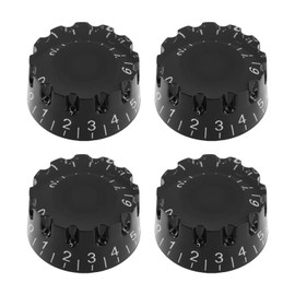 ECSiNG 4Pcs Notched Speed Knobs Guitar Volume Sound Tone Control Knob for 244 Fine-Spline USA (Imperial) Split Shaft Pots Compatible with Gibson 25.3x12.4x6mm Black