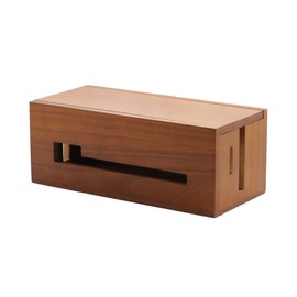 Cable Box Outlet Box Wire Cord Hidden Cable Storage Power Tap Natural Paulownia Wood