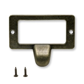 Rierdge 20 Pcs Antique Bronze Card Catalog Drawer Pulls, Vintage File Cabinet Pulls, Library Label Card Catalog Pulls for Office Furniture Cupboard Cabinet Drawer Box Case Hardware (Large)