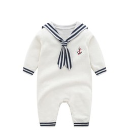 Mud Kingdom Boys Girls Sweater Rompers for Baby Girl Knitted Ribbed Jumpsuit Unisex Nautical Style Bodysuits White 18-24 Months