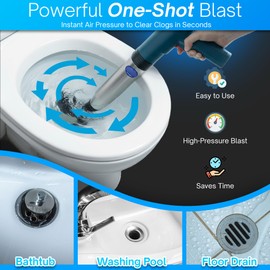 TEKTURO Electric Toilet Plunger, Drain Clog Remover, Air Plunger, Plungers for Bathroom Home Improvement – Powerful High-Pressure Toilet