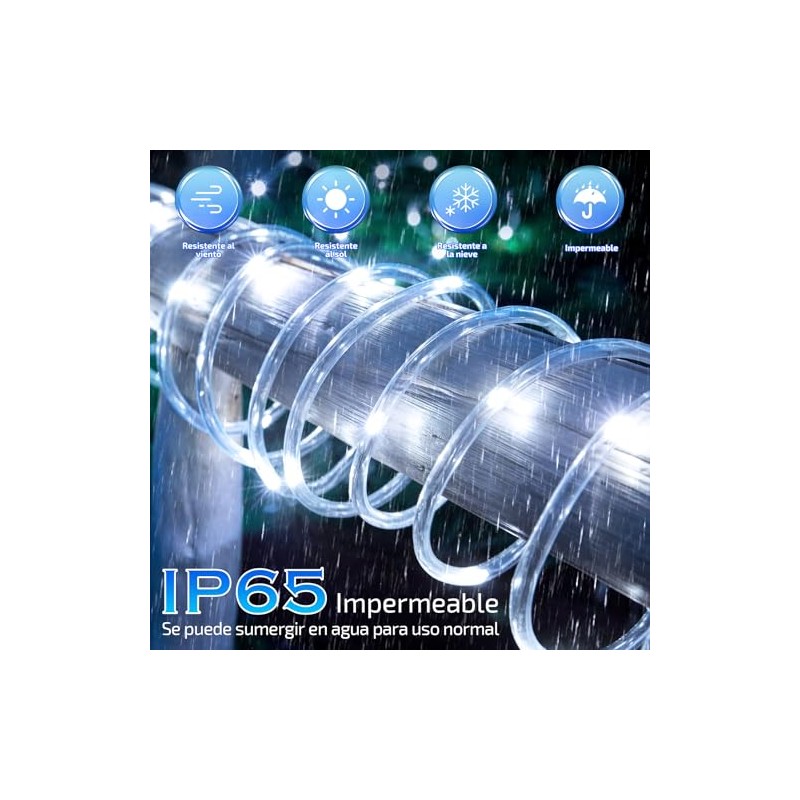 Manguera de Luz Led, 200LED, 8 Modos, IP65 (Luz Fría
