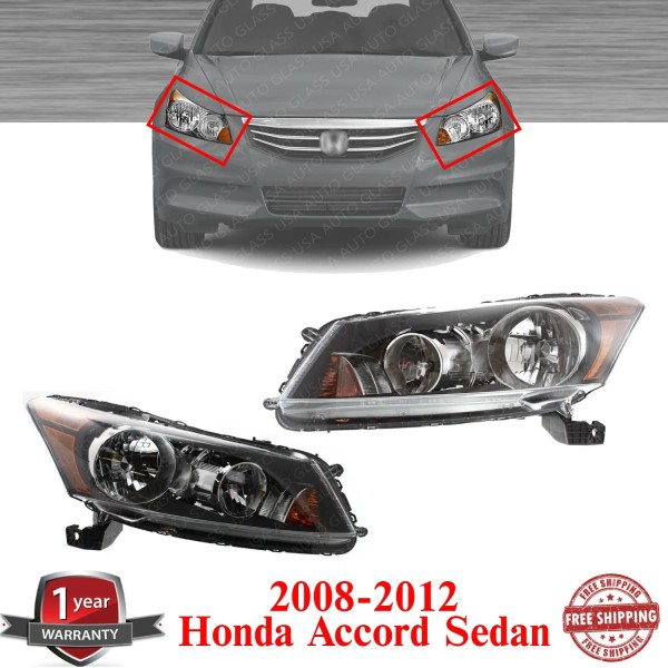 Autoelements Set of 2 Headlights Assembly Halogen For 2008-2012 Honda