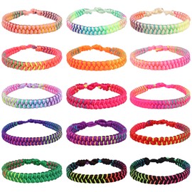 Hxezoc Brazilian Fabric Bracelet for Women 15 Pieces Friendship Bracelet Braided Summer Anklet for Kids Girls Women Polyester, Polyester