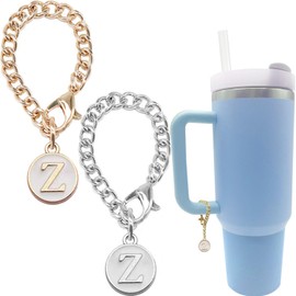 Tovly - 2 piezas de accesorios de copa Stanley con letra de identificación, con asa de letra inicial para vaso Stanley, Acero aleado, No es una piedra preciosa