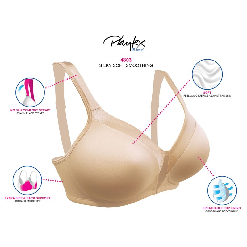 Playtex Womens 18 Hour Silky Soft Smoothing Wireless Us4803 Available