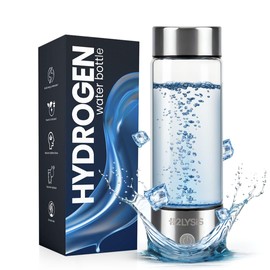 Hydrogen Water Bottle Generator Rechargeable | Glass Hydrogen Water Maker Portable | Ionized Water Bottle with SPE PEM Technology | Hydrogenated Water Electrolyzer for Health