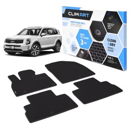 CLIM ART WaterTrap Custom Fit Floor Mats for Kia Telluride 2020-2025, 1&2 Row, Car Mats Floor Liner, All-Weather, Car Accessories Man & Woman, Black/Black - FL011420132