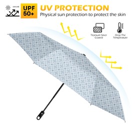 HEXSOLID Ultra Light Travel Sun Umbrella Compact UV Umbrella for Sun Protection SPF 50 Windproof Folding Umbrella 92cm for Women Men Auto Open Close (apricot grid, 42inch)