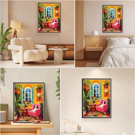 EOBROMD Paint by Numbers Kits for Adults Landscape, Home DIY Kits Crafts for Beginner on Canvas, 3 Paint Brushes and Acrylic Paint for Home Decor 16x20inch(Without Frame)