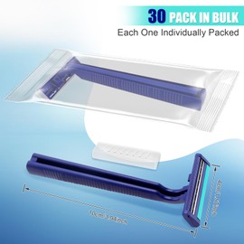 MAGDIY Disposable Razors Bulk for Men 30 Pack, Homeless Supplies Bulk, Twin Blade Mens Travel Supply Razor for Shaving Individually Wrapped, Safety Beard Shavers for Camping Bathing Hotel (Blue)