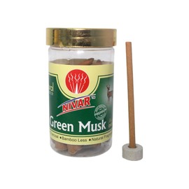 NIVAR Green Musk Herbal Dhoop Sticks – 40 Sticks Charcoal-Free Solid Incense (10 cm) – Suitable for Daily Pooja, Yoga, and Meditation – Bamboo-Free – Jar Pack