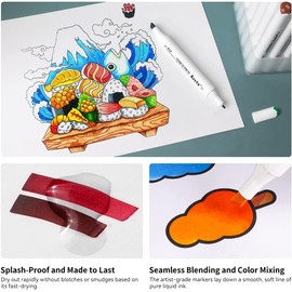 Arrtx Markers Alcohol Markers ALP 90 with Dual Tips, Permanent Art Marker Pen for Artist Adults Coloring, Drawing, Comic,Sketching