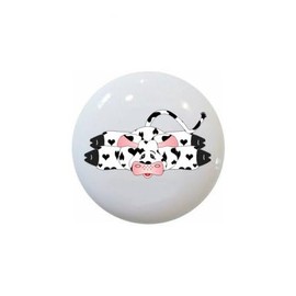 Lovesick Cow Cows - 1.5" Decorative Glossy Ceramic Dresser Drawer PULLS Cabinet Cupboard KNOBS
