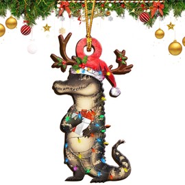 2024-Funny Christmas Animals Ornamen,Christmas Hanging Ornament,Holiday Present Keepsake Perfect for Home Decoration，Christmas Ideal Gifts(Crocodile)