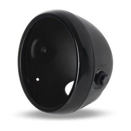 DKMOTORK 7" Gloss Black Motorcycle Headlight Bucket Shell - Vintage Waterproof Headlamp Housing Universal Fit for Chopper Cafe Racer Bobber Replacement Parts (7“)
