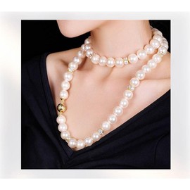 2025 new model, inlaid artificial diamond pearl necklace, pearl bracelet, pearl stud earrings, set Diamond set 18k gold, Mother's Day gift open pearl ring, fashionable, suitable for parties, work, birthday gifts, graduation ceremonies - Colour: Bracelet 