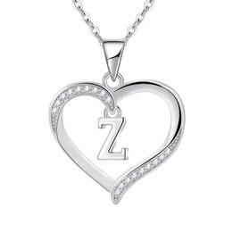 Cosie Lily Silver Necklaces for Women Heart Initial Necklace Sterling Silver Necklace Letter Necklace Z Name Pendant Jewellery for Women,Initial Necklaces for Girls Gifts for Girls Birthday Presents