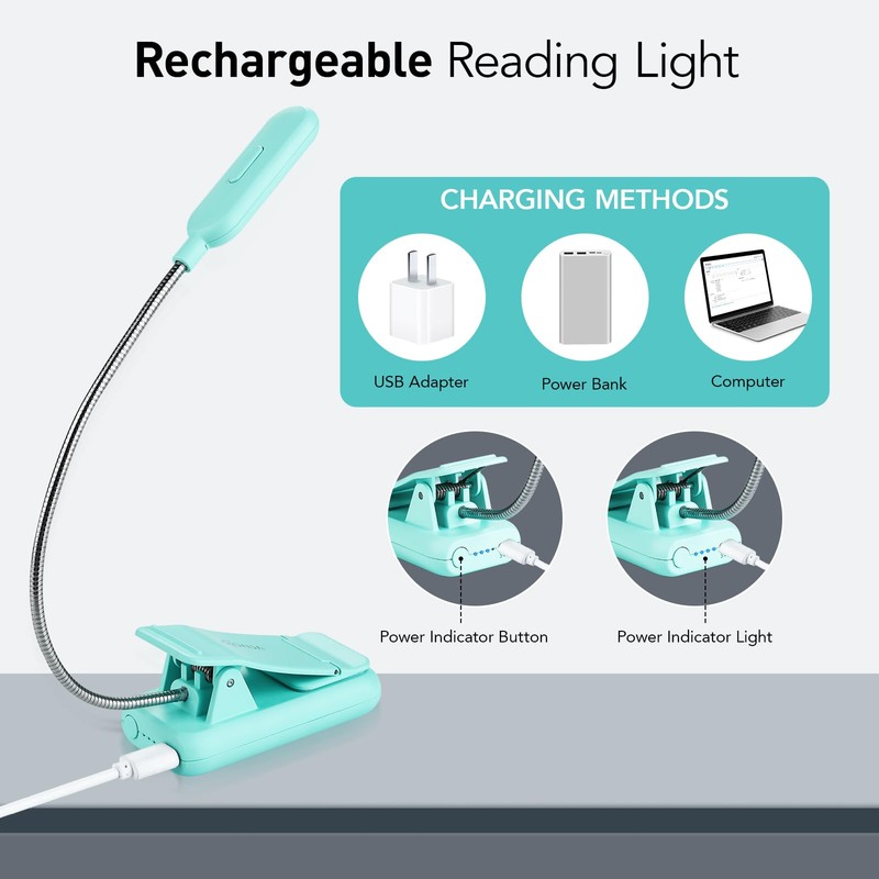 VAVOFO Rechargeable Book Light, Blue Light Blocking, Amber 1600K Clip