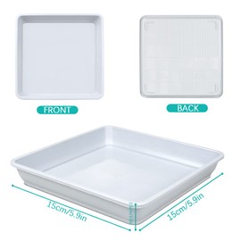 LNQ LUNIQI 10 Pcs 6 Inches Square Plastic Plant Saucer Flower Pot Bottom Seat Flower Pot Tray Thick Plastic Drip Tray for Garden Potted Water Drips and Soil （White）