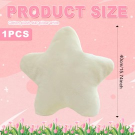 15.75" Plush Star Pillow,Cute Decorative Throw Pillows for Kids and Adults,Stars Shaped Sleeping Pillow for Warm Companionship,Soft Plush Throw Cushions for Couch Bed Nursery (Star, White, 40x40cm)