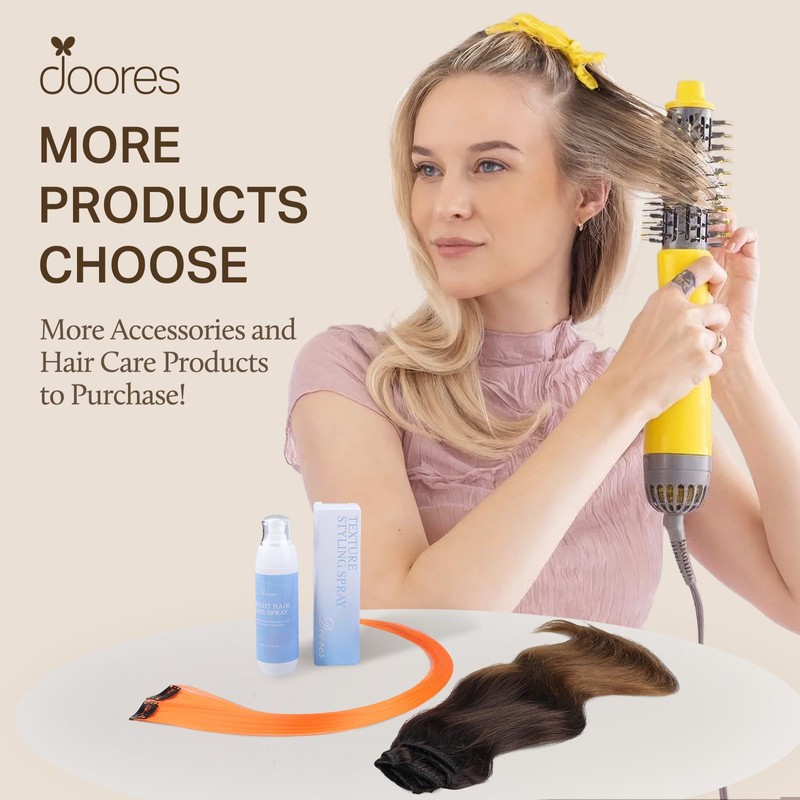 DOORES Clip in Human Hair Extensions, Balayage Ash Blonde Highlighted