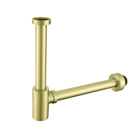 SEABEFORE Brass Round Bottle P-Trap 1 1/4, Adjustable Basin Sink Waste Drain Trap Kit, Brushed Gold P Trap