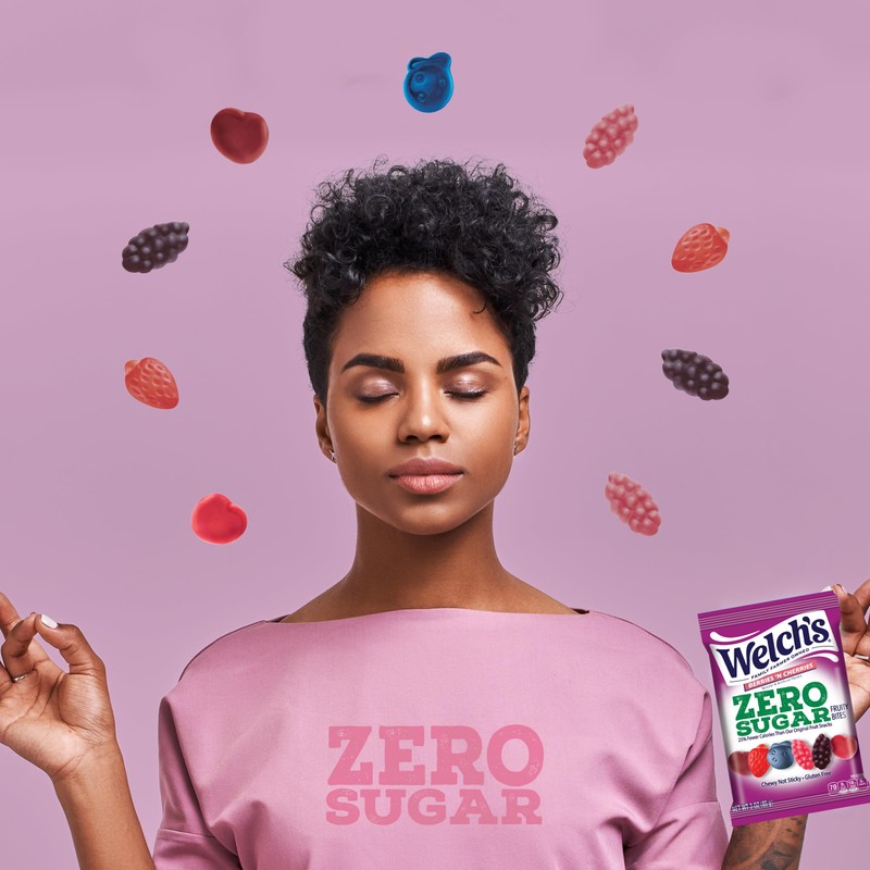 Welch's Zero Sugar Fruity Bites, Berries 'n Cherries Snack Pack,