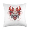 Scary Yokai Oni Mask Japanese Anime Warrior Throw Pillow