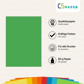 Made in the EU, 50 Sheets of Coloured Paper Grass Green A4 80 g/m² CS Paper - Printer Paper, Copy Paper, Universal Paper for Printing, Crafts & Folding in DIN A4 Format, Paper for Home & Office