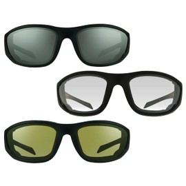 Bikershades Motorcycle Sunglasses Foam Padded for Larger Head Sizes Mirror Smoke & Tinted Clear & Tinted Yellow