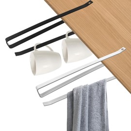 Pack of 2 Roll Holder Under Cupboard, Paper Roll Holder No Drilling, Kitchen Roll Holder, Cupboard, Paper Towel Roll Holder, Hanging Paper Towel Holder for Bathroom, Bedroom, Kitchen