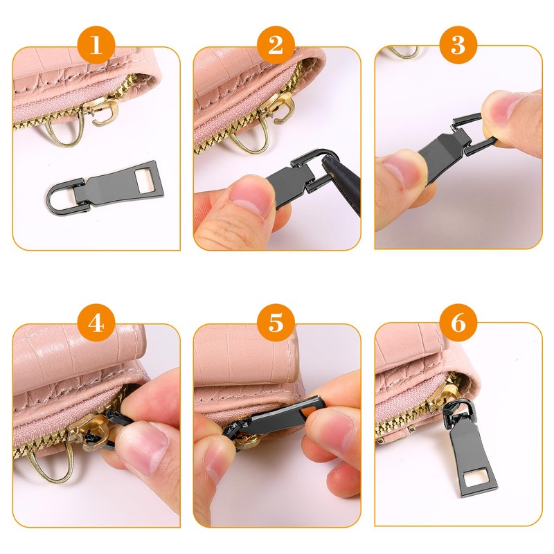 3pcs Black Zipper Pull Replacement, Zippers Slider Pull Tab Zipper