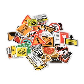 LS Bright Design Warning Stickers Assortment, 50-100 Count, Cartoon Designs, for Skateboards, Guitars and More