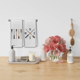 DIBOR Welcome to The Lake House Kitchen Towels Dish Towels Dishcloth,Retro Colorful Canoe Paddles Decorative Absorbent Drying Cloth Hand Towels Tea Towels for Bathroom Kitchen,Lake Lovers Gifts