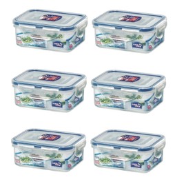 Lock & Lock No BPA Water Tight with 2 Divider Cups, Food Container, 1.5-cup, 11-oz, Pack of 6, HPL806C