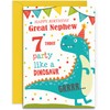 Great Nephew 7th Dinosaur Birthday Card - Medium Sized Card
