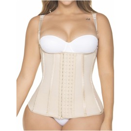 MARIAE FAJAS RA004 Colombianas Open Bust Compression Vest Body Shaper for Women Hourglass Figures with Elastic Bones Beige M