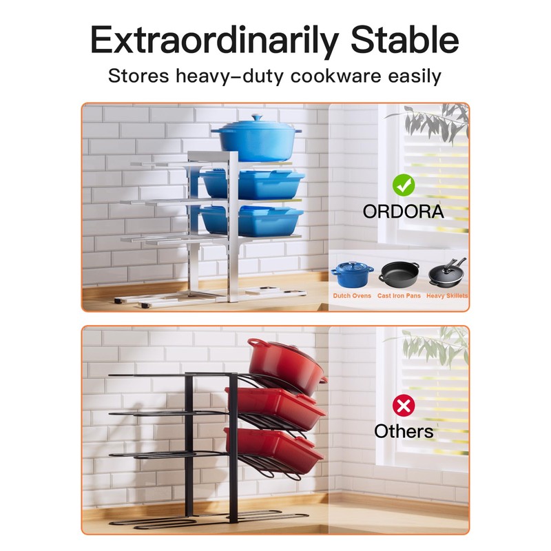 ORDORA 8-Tier Pots and Pans Organizer under Cabinet, Kitchen Cabinet
