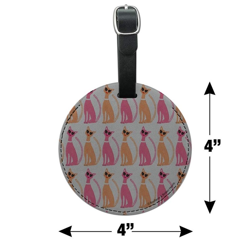 Retro Pretty Kitty Cats Pattern Round Leather Luggage Card Carry-On