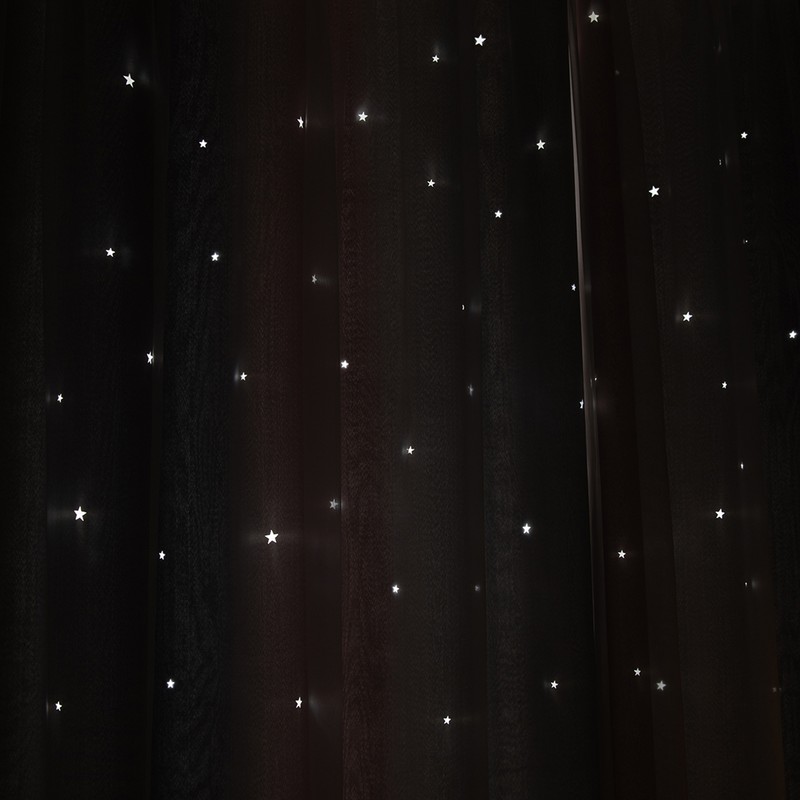 1pc Curtain Simple Gradient Hollow-out Star Pattern Double Layer Blackout