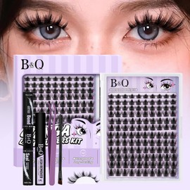 BQ Kit de Pestaas Anime 8-18mm 120 Clsteres Extensin Gruesa y Rizada Estilo Manga con Efecto Spike Perfecto para Principiantes Uso En Casa o...       