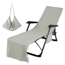 Generic Chaise Lounge Cover, Lounge Chair Cover, Grey, Ultrafine Fiber, Multipurpose, Outdoor, Sunbathing