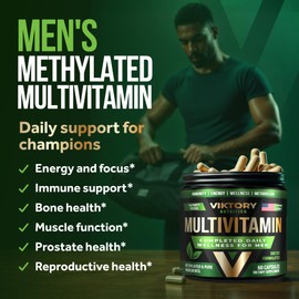 Methylated Daily Multivitamin for Men with Multiminerals - Vitamin B12, Vitamin C, Zinc, Sea Moss, Burdock Root & More. Essential Supplement for Male for Energy, Focus and Mens Health. 60 Capsules