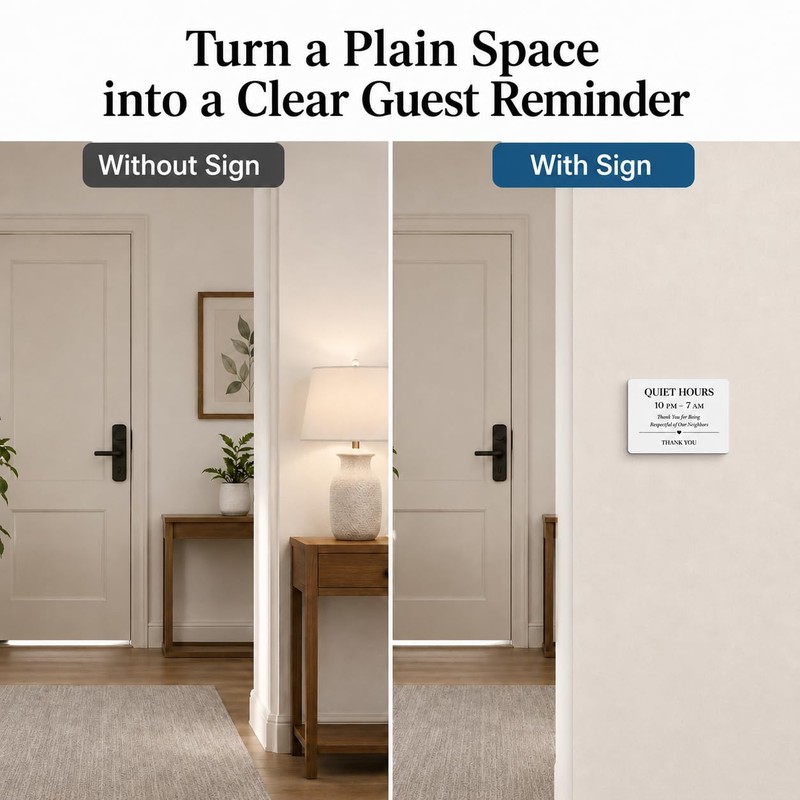 Quiet Hours Homestay Acrylic Sign: Full Back Adhesive Acrylic Wall