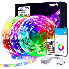 VOLIVO 300ft LED Strip Light Bluetooth, Color Changing LED Strip Lights for Bedroom, Music Sync RGB Lighting with 24Key Remote/APP Control for Home Decoration