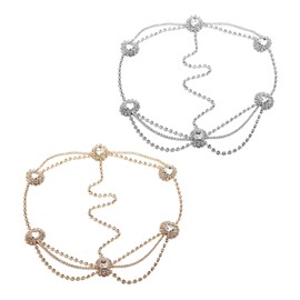 2 Rhinestone Hair Chains, Women's Hair Elastics, Multilayer Hair Chains, Simple and Fashionable Hair Accessories, Hair Accessories, Clothing Accessories