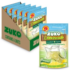 ZUKO Cucumber Instant Powder Drink, Family Pack, No Sugar Needed, 14.1 Oz (Pack of 6)