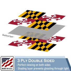 KEYCA Maryland State Flag 2X3 FT 100% Made in The USA- Heavy Duty Vibrant Colors Double Sided Maryland MD Flags with 2 Brass Grommets for Home/Company/Indoor Outdoor Decoration
