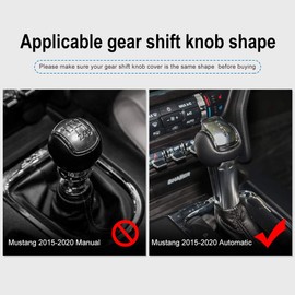 AIRSPEED Car Gear Shift Knob Cover Interior Accessories Sticker for Ford Mustang 2015-2022 Automatic, Carbon Fiber